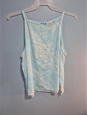 Worthington Light Blue and White Patterned Sleeveless Top PXXL